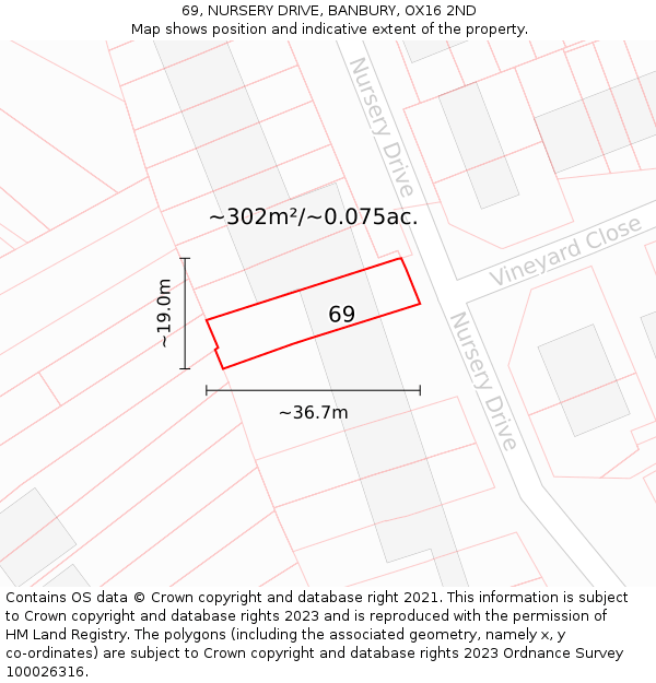69, NURSERY DRIVE, BANBURY, OX16 2ND: Plot and title map
