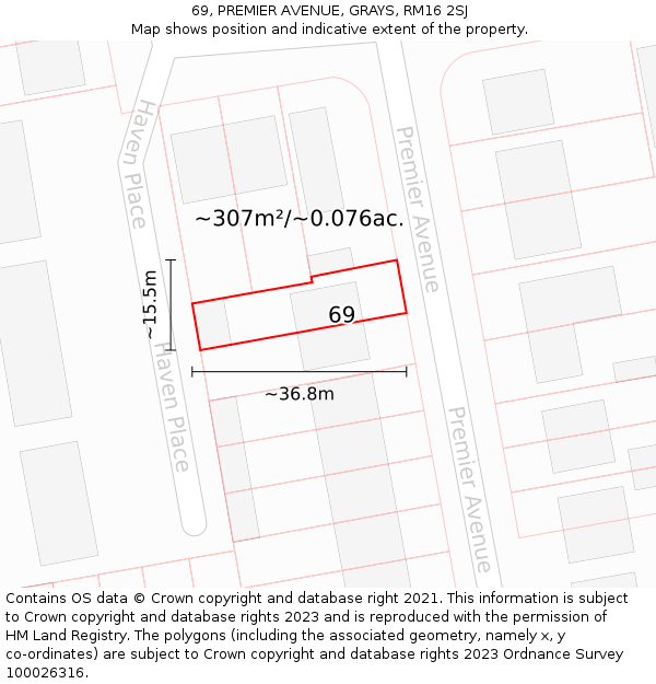 69, PREMIER AVENUE, GRAYS, RM16 2SJ: Plot and title map