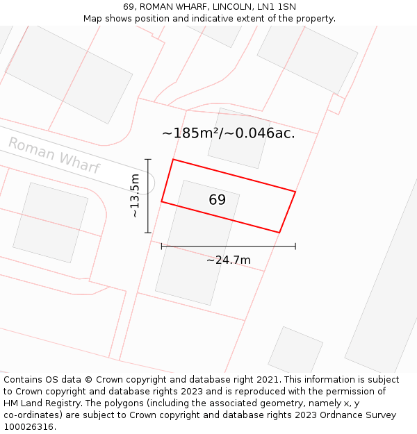 69, ROMAN WHARF, LINCOLN, LN1 1SN: Plot and title map