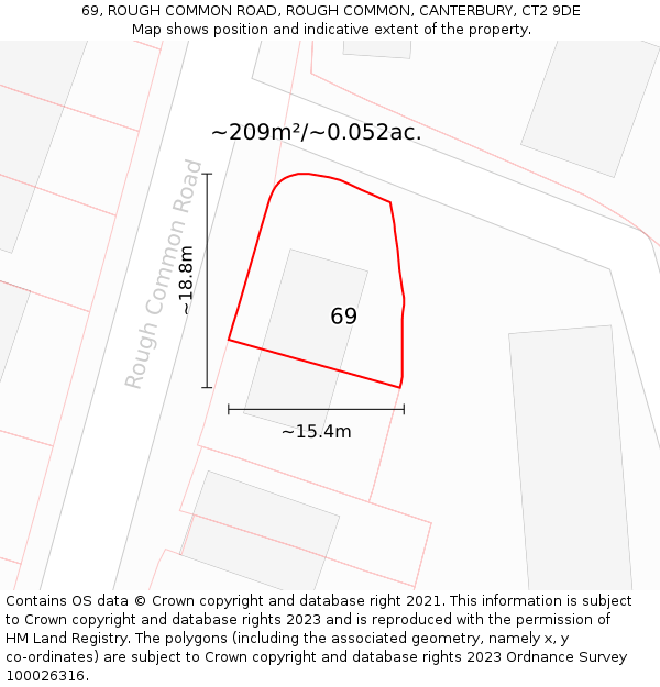 69, ROUGH COMMON ROAD, ROUGH COMMON, CANTERBURY, CT2 9DE: Plot and title map