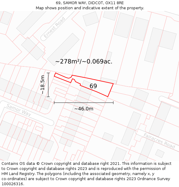 69, SAMOR WAY, DIDCOT, OX11 8RE: Plot and title map