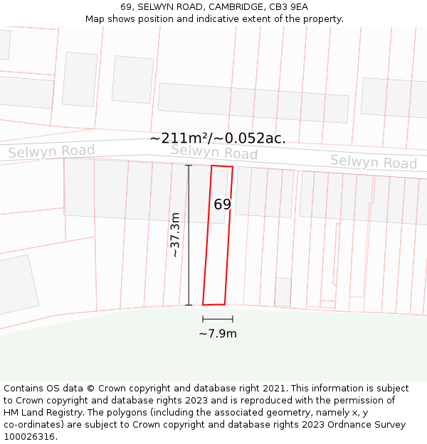 69, SELWYN ROAD, CAMBRIDGE, CB3 9EA: Plot and title map