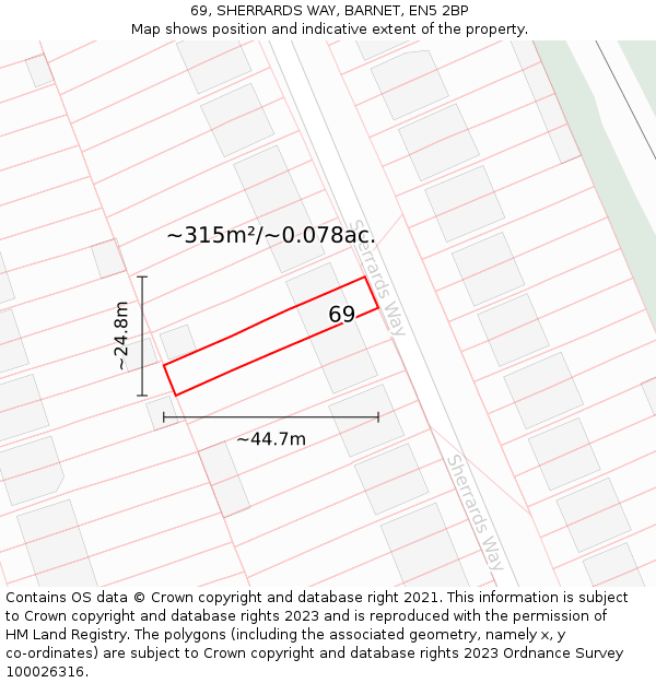 69, SHERRARDS WAY, BARNET, EN5 2BP: Plot and title map