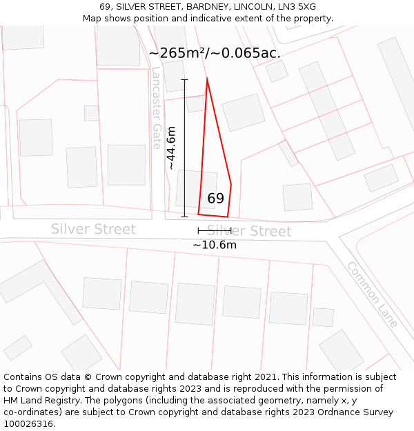 69, SILVER STREET, BARDNEY, LINCOLN, LN3 5XG: Plot and title map