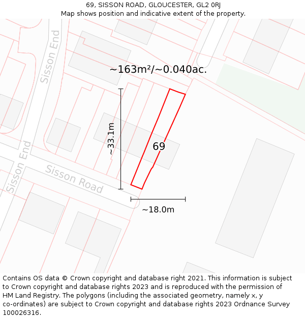 69, SISSON ROAD, GLOUCESTER, GL2 0RJ: Plot and title map