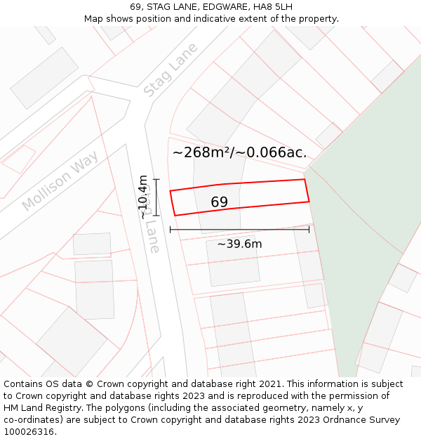 69, STAG LANE, EDGWARE, HA8 5LH: Plot and title map