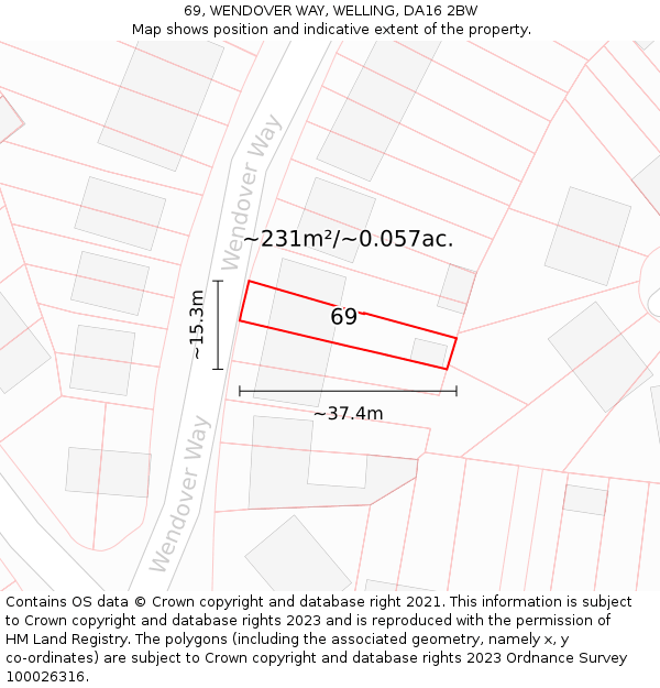 69, WENDOVER WAY, WELLING, DA16 2BW: Plot and title map