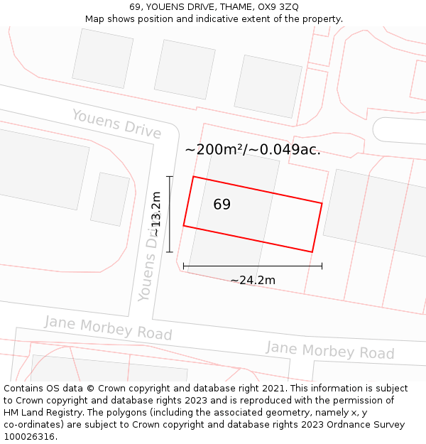 69, YOUENS DRIVE, THAME, OX9 3ZQ: Plot and title map