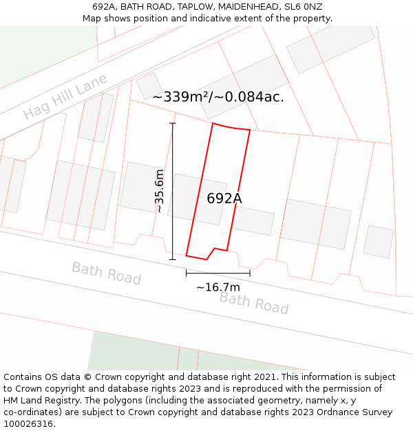 692A, BATH ROAD, TAPLOW, MAIDENHEAD, SL6 0NZ: Plot and title map