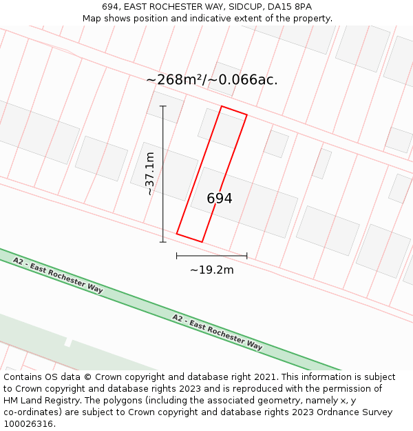 694, EAST ROCHESTER WAY, SIDCUP, DA15 8PA: Plot and title map
