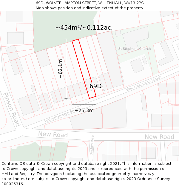 69D, WOLVERHAMPTON STREET, WILLENHALL, WV13 2PS: Plot and title map