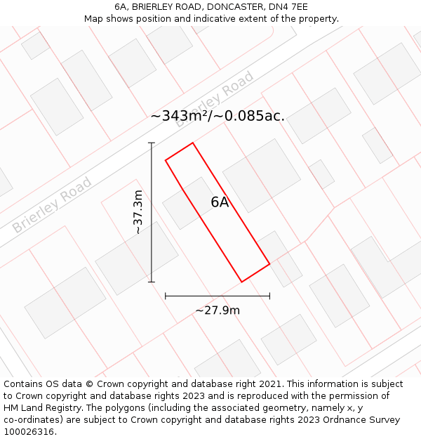 6A, BRIERLEY ROAD, DONCASTER, DN4 7EE: Plot and title map