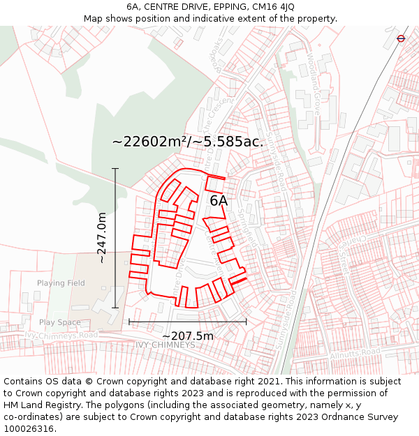 6A, CENTRE DRIVE, EPPING, CM16 4JQ: Plot and title map