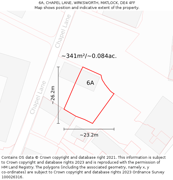 6A, CHAPEL LANE, WIRKSWORTH, MATLOCK, DE4 4FF: Plot and title map