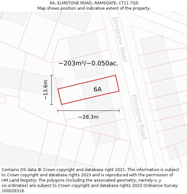 6A, ELMSTONE ROAD, RAMSGATE, CT11 7QS: Plot and title map