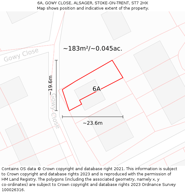 6A, GOWY CLOSE, ALSAGER, STOKE-ON-TRENT, ST7 2HX: Plot and title map
