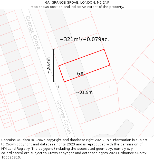 6A, GRANGE GROVE, LONDON, N1 2NP: Plot and title map