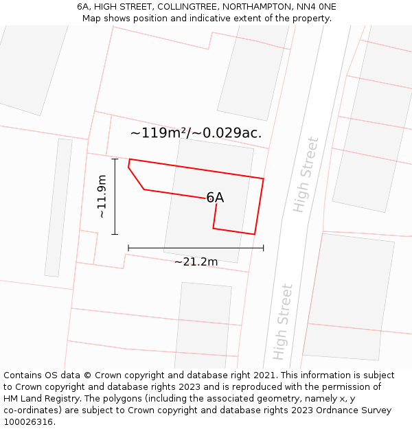 6A, HIGH STREET, COLLINGTREE, NORTHAMPTON, NN4 0NE: Plot and title map