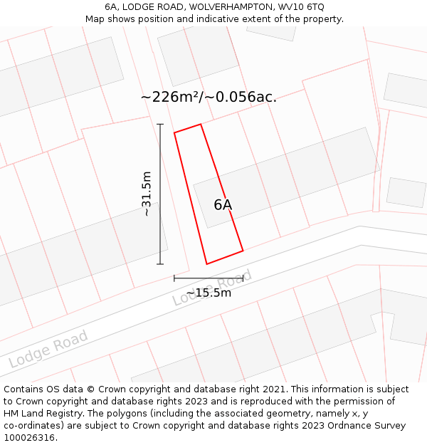 6A, LODGE ROAD, WOLVERHAMPTON, WV10 6TQ: Plot and title map