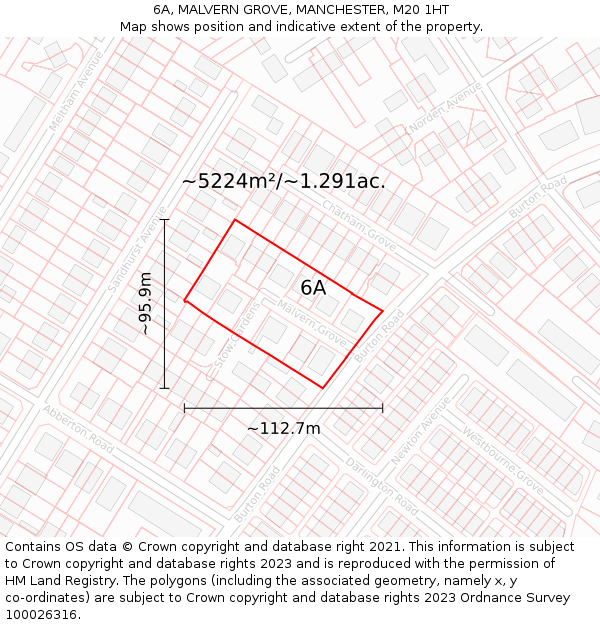 6A, MALVERN GROVE, MANCHESTER, M20 1HT: Plot and title map