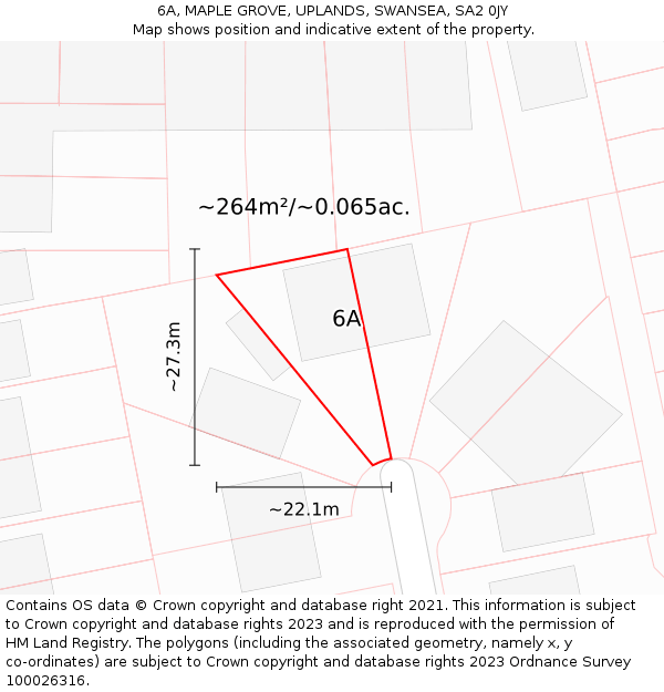 6A, MAPLE GROVE, UPLANDS, SWANSEA, SA2 0JY: Plot and title map