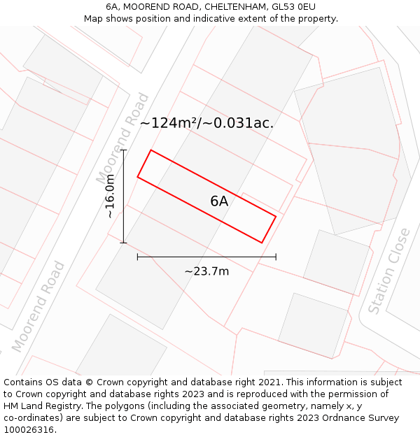 6A, MOOREND ROAD, CHELTENHAM, GL53 0EU: Plot and title map