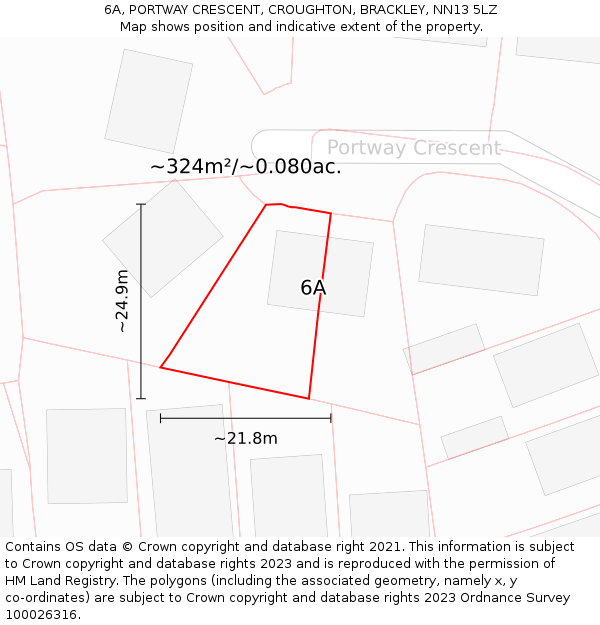 6A, PORTWAY CRESCENT, CROUGHTON, BRACKLEY, NN13 5LZ: Plot and title map