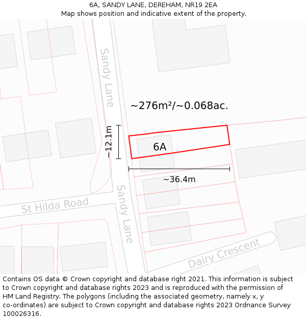 6A, SANDY LANE, DEREHAM, NR19 2EA: Plot and title map