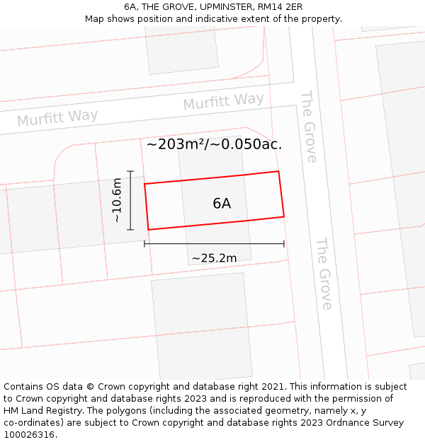6A, THE GROVE, UPMINSTER, RM14 2ER: Plot and title map
