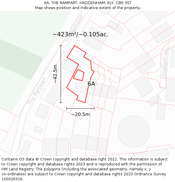 6A, THE RAMPART, HADDENHAM, ELY, CB6 3ST: Plot and title map