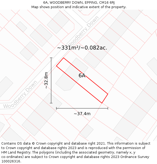 6A, WOODBERRY DOWN, EPPING, CM16 6RJ: Plot and title map