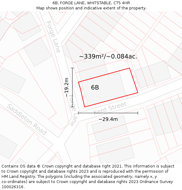 6B, FORGE LANE, WHITSTABLE, CT5 4HR: Plot and title map
