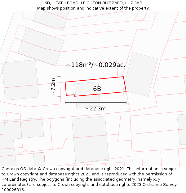 6B, HEATH ROAD, LEIGHTON BUZZARD, LU7 3AB: Plot and title map