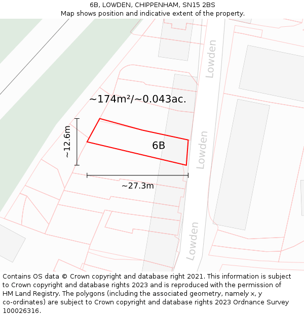 6B, LOWDEN, CHIPPENHAM, SN15 2BS: Plot and title map