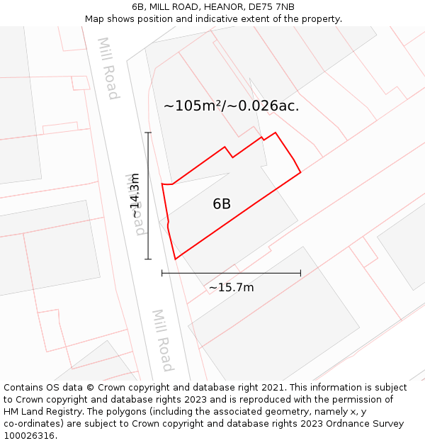 6B, MILL ROAD, HEANOR, DE75 7NB: Plot and title map