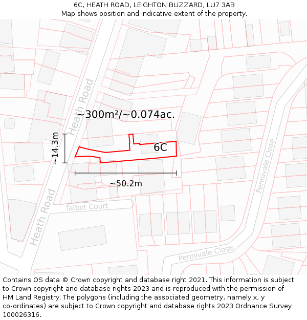 6C, HEATH ROAD, LEIGHTON BUZZARD, LU7 3AB: Plot and title map