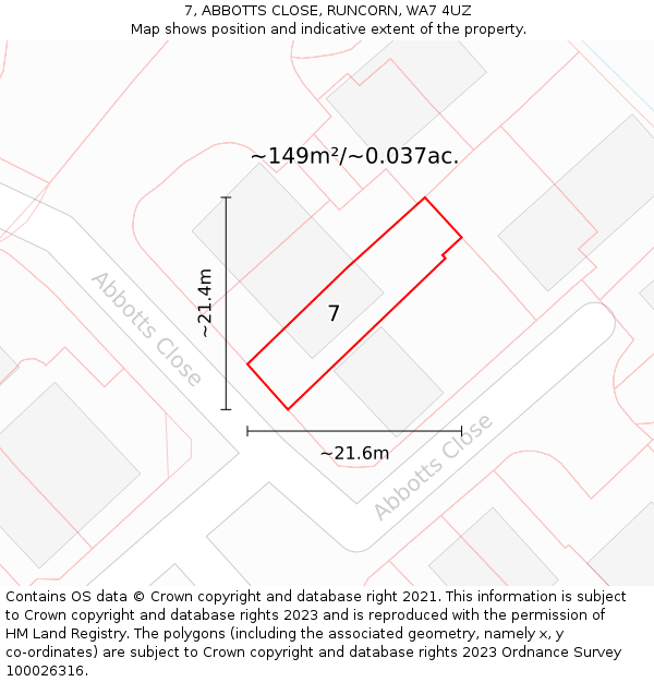 7, ABBOTTS CLOSE, RUNCORN, WA7 4UZ: Plot and title map