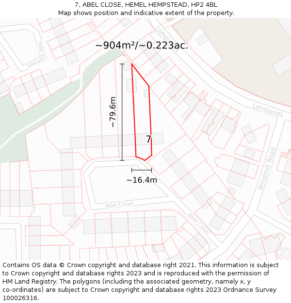 7, ABEL CLOSE, HEMEL HEMPSTEAD, HP2 4BL: Plot and title map
