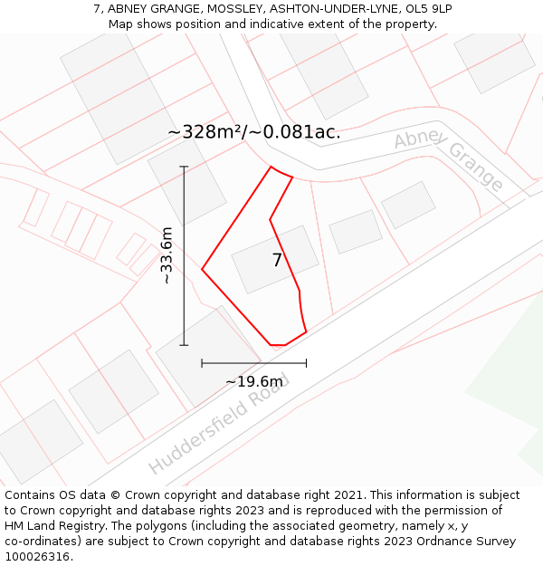 7, ABNEY GRANGE, MOSSLEY, ASHTON-UNDER-LYNE, OL5 9LP: Plot and title map