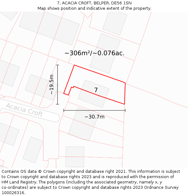 7, ACACIA CROFT, BELPER, DE56 1SN: Plot and title map