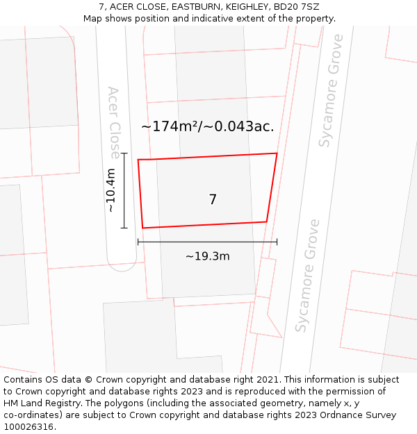 7, ACER CLOSE, EASTBURN, KEIGHLEY, BD20 7SZ: Plot and title map