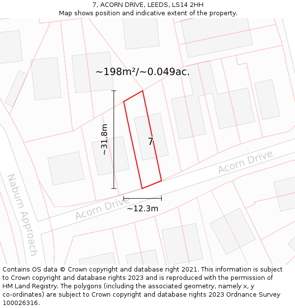 7, ACORN DRIVE, LEEDS, LS14 2HH: Plot and title map