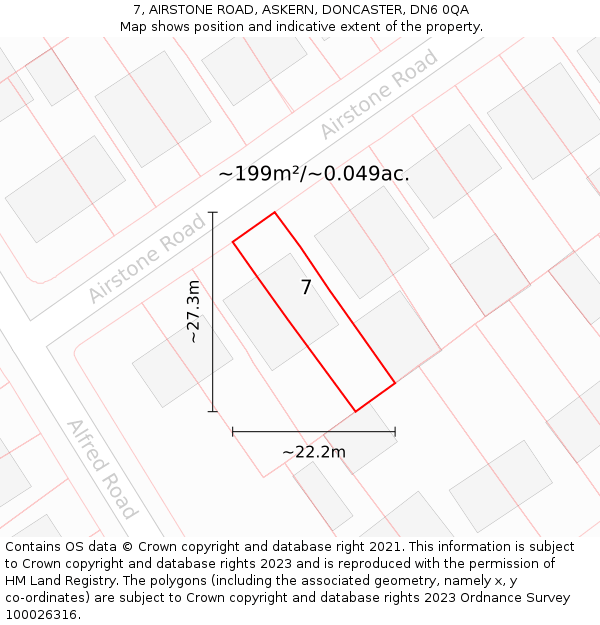 7, AIRSTONE ROAD, ASKERN, DONCASTER, DN6 0QA: Plot and title map