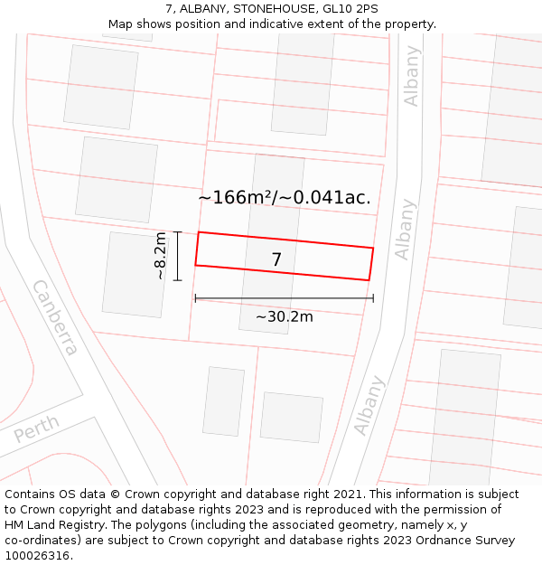 7, ALBANY, STONEHOUSE, GL10 2PS: Plot and title map