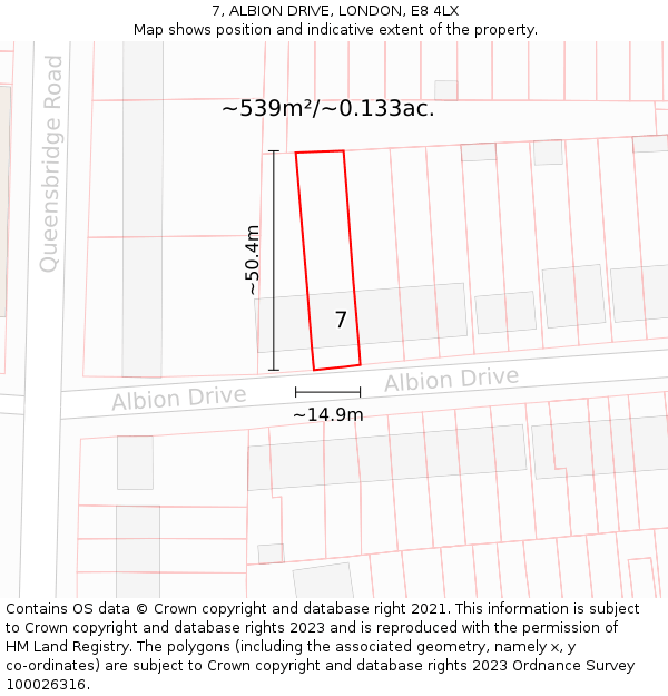 7, ALBION DRIVE, LONDON, E8 4LX: Plot and title map