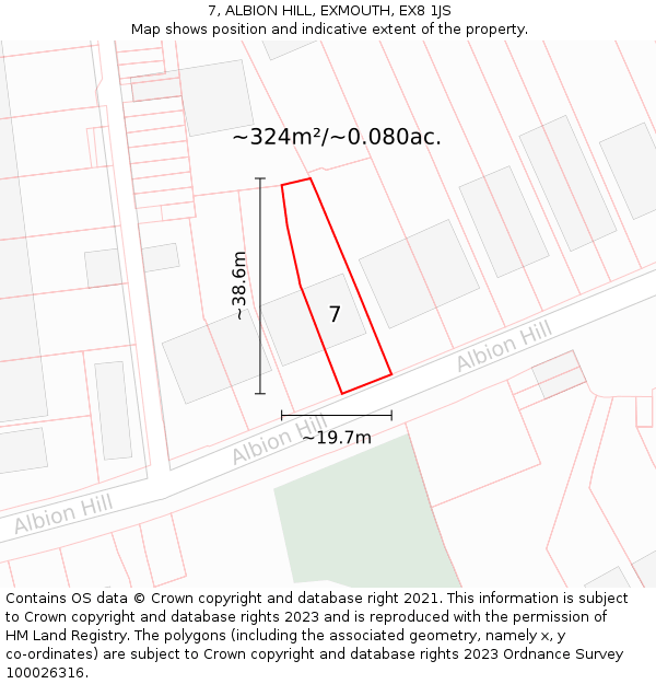 7, ALBION HILL, EXMOUTH, EX8 1JS: Plot and title map