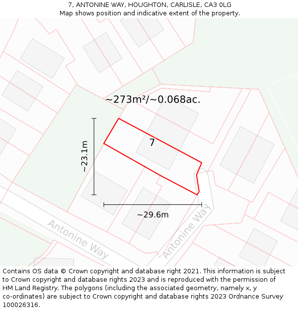 7, ANTONINE WAY, HOUGHTON, CARLISLE, CA3 0LG: Plot and title map