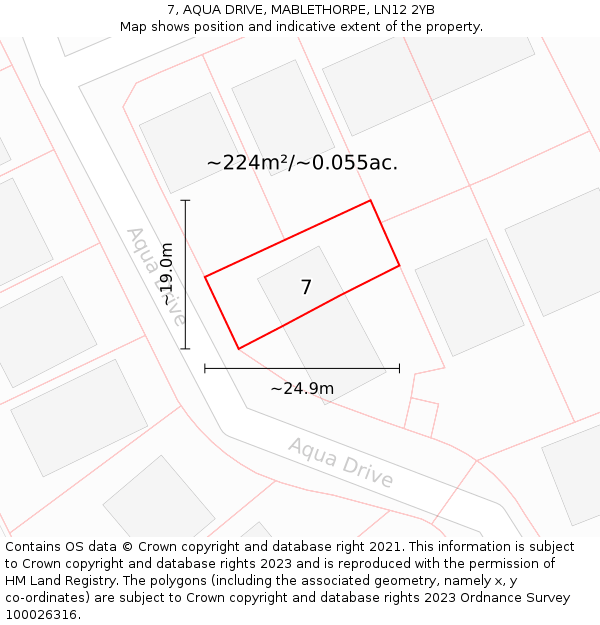 7, AQUA DRIVE, MABLETHORPE, LN12 2YB: Plot and title map