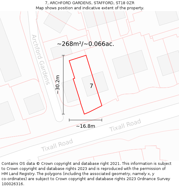 7, ARCHFORD GARDENS, STAFFORD, ST18 0ZR: Plot and title map