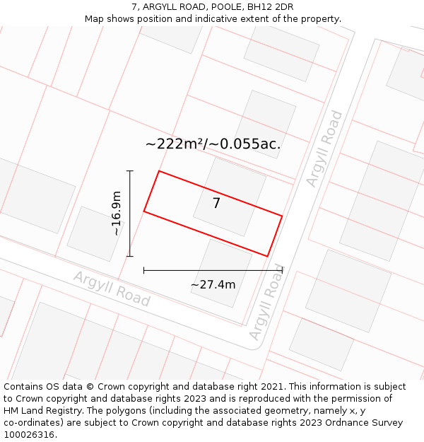 7, ARGYLL ROAD, POOLE, BH12 2DR: Plot and title map